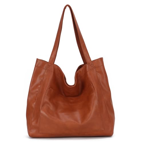 EVEOUT Schultertaschen Damen Große Umhängetaschen PU Leder Lässige Shopper Arbeitstasche in Übergröße Tragetasche für Urlaub Reisen von EVEOUT