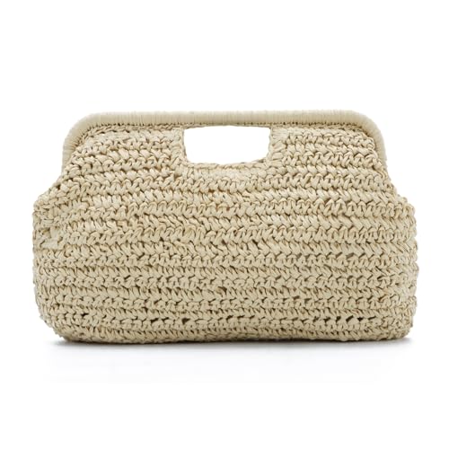 EVEOUT Stroh Clutch Damen Sommer Boho Raffia Handtasche für Hochzeit Party Alltag Arbeit Gewebt Strohtasche für Strand Urlaub von EVEOUT