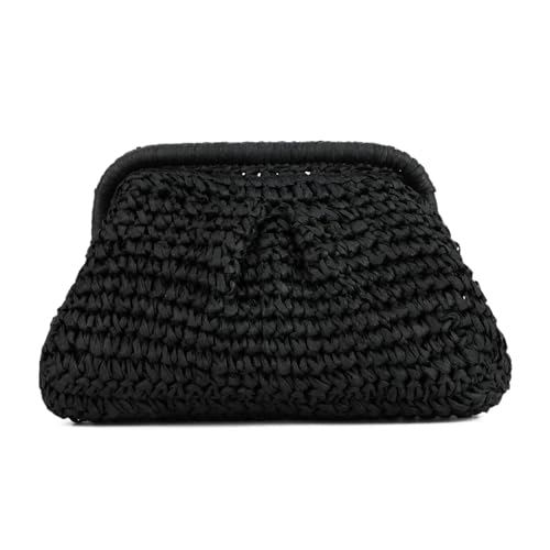 EVEOUT Stroh Clutch für Damen Gewebte Handtasche in Wolkenform mit Riemen Sommer Strand Stroh Umhängetasche in Knödelform Clutch für Hochzeit Party von EVEOUT