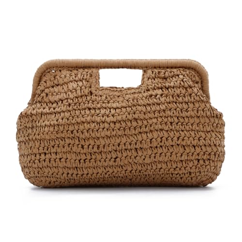 EVEOUT Stroh Clutch Damen Sommer Boho Raffia Handtasche für Hochzeit Party Alltag Arbeit Gewebt Strohtasche für Strand Urlaub von EVEOUT