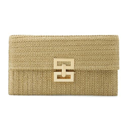 EVEOUT Stroh Clutch für Damen Sommer Stroh Handtasche Hochzeitstasche Gewebt Clutch für Party Urlaub von EVEOUT