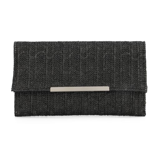 EVEOUT Stroh Clutch für Damen Stroh Abendhandtasche Sommer Gewebt Hochzeitshandtasche Umhängetasche für Party Urlaub von EVEOUT