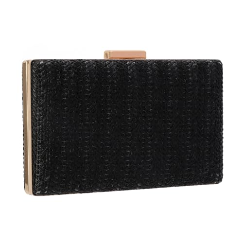 EVEOUT Stroh Clutch für Damen Sommer Boho Gewebt Abendtasche mit Kette für Hochzeit Party Raffia Umhängetasche für Strand Urlaub von EVEOUT