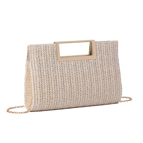 EVEOUT Stroh Clutch für Damen Stroh Abendhandtasche Sommer Gewebt Hochzeitstasche Umhängetasche für Party Urlaub von EVEOUT