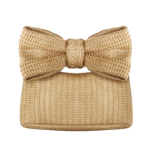 EVEOUT Stroh Schleife Clutch für Damen Sommer Stroh Handtasche gewebt Hochzeitstasche Clutch für Party Urlaub von EVEOUT