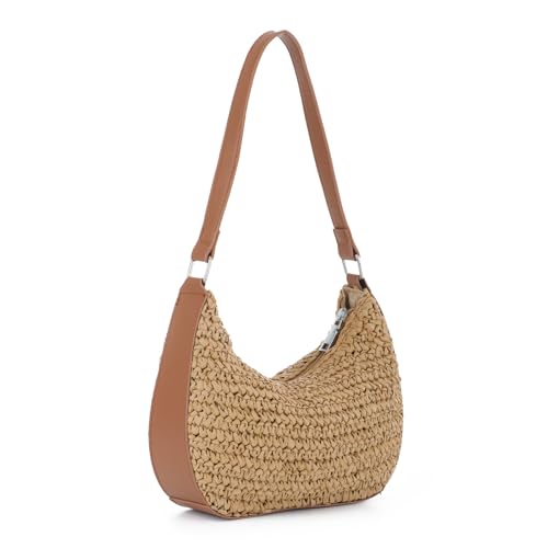 EVEOUT Stroh Schultertaschen Damen Sommer Strohtasche für Strand Gewebte Tote Tasche aus Raffia Unterarmtasche EVEOUT Stroh Schultertaschen Damen Sommer Strohtasche für Strand Gewebte Tote Tasche aus Raffia Unterarmtasche von EVEOUT