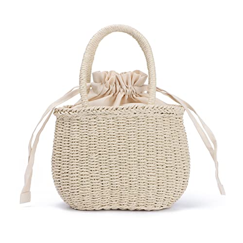 EVEOUT Stroh Handtasche Damen Sommer Handgewebt Clutch Henkeltaschen Rattan Strandtasche von EVEOUT