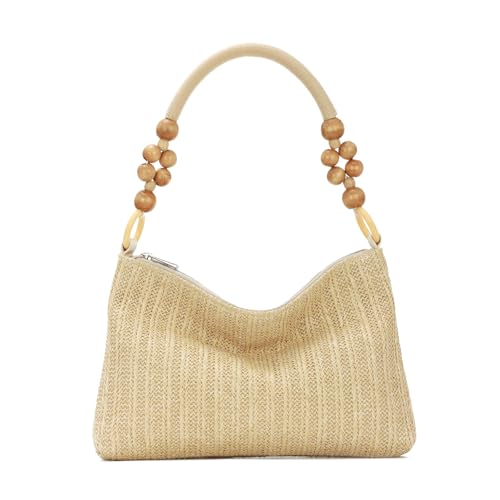 EVEOUT Damen Stroh Umhängetasche Sommer Boho Chic Unterarmtasche Tragetasche Gewebte Raffia Schultertasche Strandtasche von EVEOUT