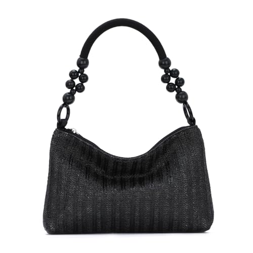 EVEOUT Damen Stroh Umhängetasche Sommer Boho Chic Unterarmtasche Tragetasche Gewebte Raffia Schultertasche Strandtasche von EVEOUT