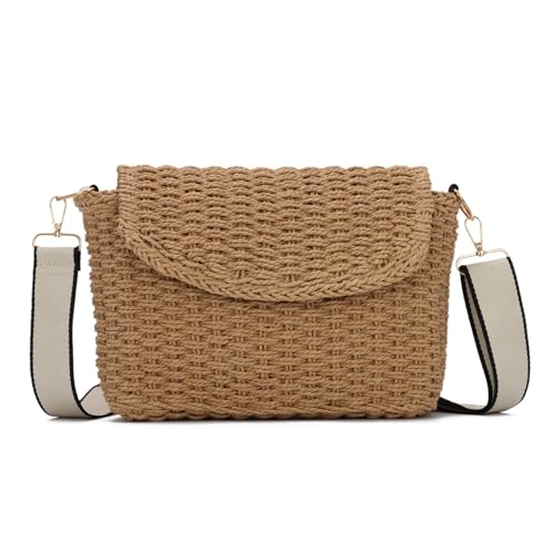 EVEOUT Rattan Umhängetaschen Damen Sommer Stroh Crossbody Korb Tasche Weide Geflecht Schultertaschen Boho Strohtasche mit Schultergurt von EVEOUT