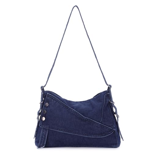 EVEOUT Vintage Denim Umhängetasche Damen Chic Groß Schultertasche mit Verstellbare Schulterriemen Jeans Shopper Tote Tasche für Arbeit Hochschule von EVEOUT