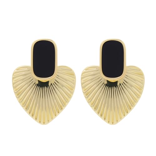 EVEOUT Vintage Herz Ohrringe für Damen Hypoallergene Vergoldete Statement-Ohrringe Elegante Ohrstecker in Herzform für Alltag Party von EVEOUT