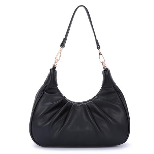 EVEOUT Vintage Leder Halbmond Umhängetaschen Damen Minimal Kunstleder Halbmond Schultertaschen Tote Leder Crescent Unterarmtasche mit Schulterriemen von EVEOUT