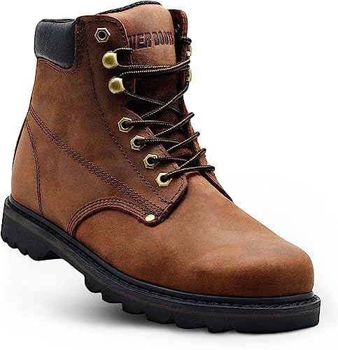 Arbeitsstiefel für Herren, weiche Zehenpartie, 15,2 cm, Lederstiefel für Bauarbeiten, Gummisohle, Arbeitsstiefel von Trabajo para hombre, "Tank", Dunkelbraun, 42 EU von EVER BOOTS