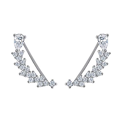 EVER FAITH® 925 Sterling Silber Cubic Zirkonia Ohrstecker Rebe Form Cuff Wrap Hook Ohrringe N07048-1 von EVER FAITH