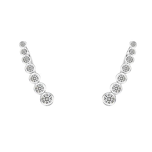 EVER FAITH® 925 Sterling Silber Cubic Zirkonia einfach Ohrstecker Cuff Wrap Sweep Hook Ohrringe 1 Pair N07222-1 von EVER FAITH