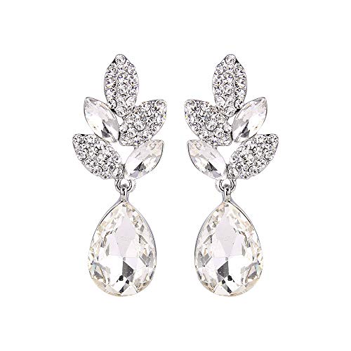 EVER FAITH® Art Deco Kristall Party Ohrringe saphirblau Silber-Ton N03198-4 von EVER FAITH