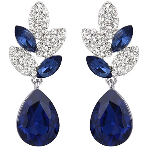 EVER FAITH® Art Deco Kristall Party Ohrringe saphirblau Silber-Ton N03198-4 von EVER FAITH