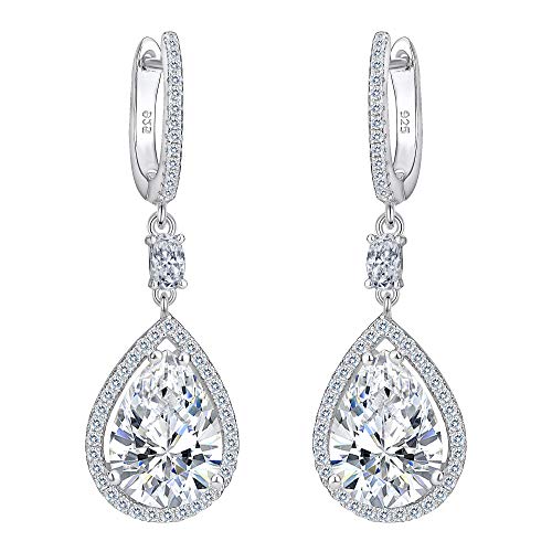 EVER FAITH® Damen 925 Sterling Silber Cubic Zirkonia Hochzeit Tropfen Pierced Dangle Ohrringe klar von EVER FAITH