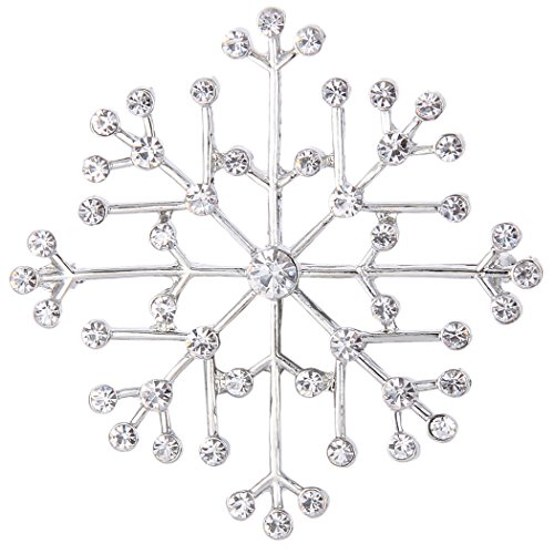 EVER FAITH® Kristall elegant Schneeflaum Winter Schneeflocke Brosche Silber-Ton N06968-1 von EVER FAITH