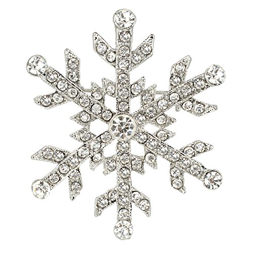 EVER FAITH® österreichischen Kristall Schneeflocke elegant Weihnachten Brosche Klar Silber-Ton A11452-1 von EVER FAITH