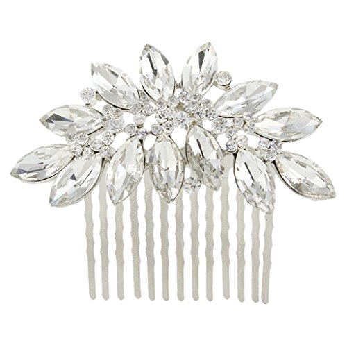 EVER FAITH® österreichischen Kristall Träne Form herrlich elegant Braut Haarkamm Haarschmuck Silber-Ton N00406-1 von EVER FAITH
