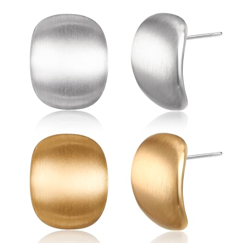 EVER FAITH 2 Paar Ohrstecker Matte Gold und Silber Ohrringe Damen Mode Schmuck Geschenk von EVER FAITH