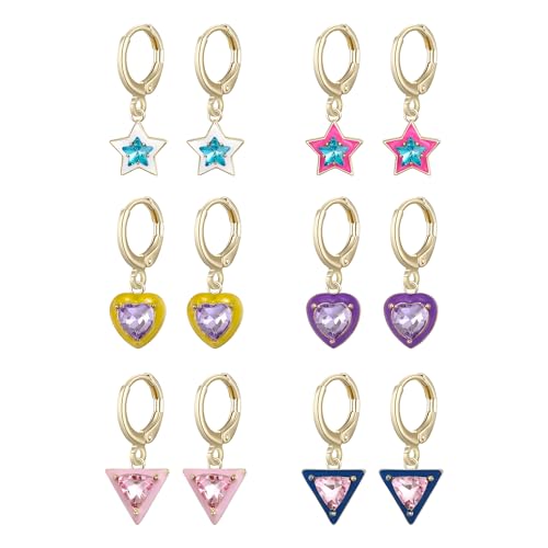EVER FAITH 6 Paare Creolen Ohrringe für Mädchen, Hypoallergenic Süße Stern Herz Dreieck Set Mädchen kleine Huggie Hoop Drop Earrings EVER FAITH 6 Paare Creolen Ohrringe für Mädchen, Hypoallergenic Süße Stern Herz Dreieck Set Mädchen kleine Huggie Hoop Drop Earrings von EVER FAITH