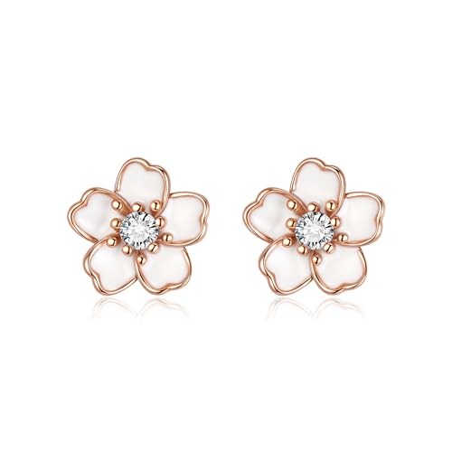 EVER FAITH 925 Sterling Silber Weiß Blume Ohrstecker für Mädchen, funkelnden Strass Kristall niedliche Ohrringe für Tochter Enkelin von EVER FAITH