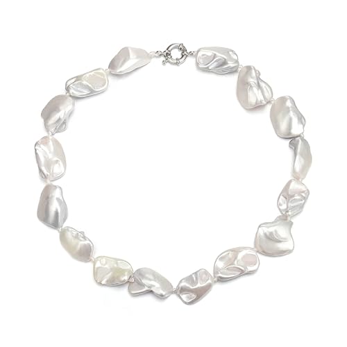 EVER FAITH Barock Perle Choker für Damen, Mode Trendy Boho Unregelmäßige Muschel Halskette Sommer Strand Schmuck Geschenke Creme von EVER FAITH