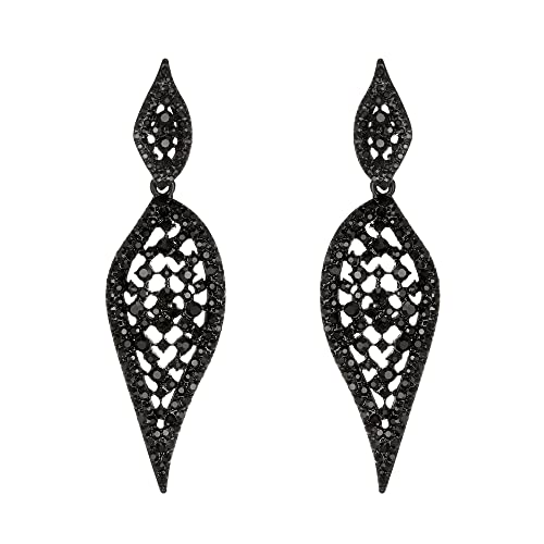 EVER FAITH Blatt Ohrringe Kostüm Party Schmuck 2 Runde Kristall Ausgehöhlte Kronleuchter Ohrhänger für Damen Schwarz Schwarz-Ton EVER FAITH Blatt Ohrringe Kostüm Party Schmuck 2 Runde Kristall Ausgehöhlte Kronleuchter Ohrhänger für Damen Schwarz Schwarz-Ton von EVER FAITH
