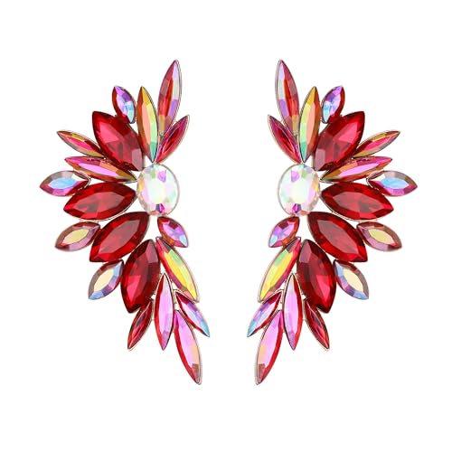 EVER FAITH Bling Strass Kristall Ohrstecker Vintage Hochzeit Prom Schmuck Mode Cluster baumeln Statement-Ohrringe für Damen Rot von EVER FAITH