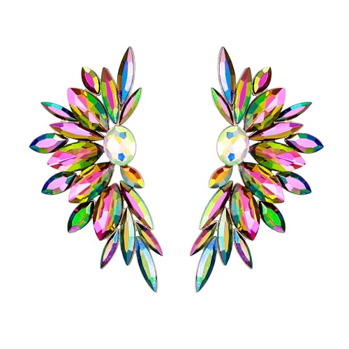 EVER FAITH Bling Strass Kristall Ohrstecker Vintage Hochzeit Prom Schmuck Mode Cluster baumeln Statement-Ohrringe für Damen mehrfarbig Gold-Ton von EVER FAITH