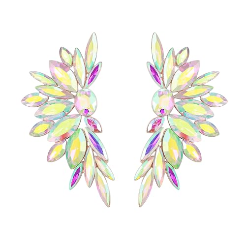 EVER FAITH Bling Strass Kristall Ohrstecker Vintage Hochzeit Prom Schmuck Mode Cluster baumeln Statement-Ohrringe für Damen schillernd klar AB von EVER FAITH