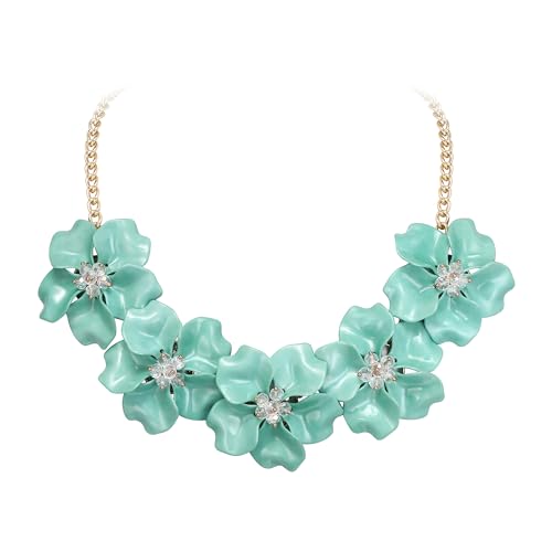 EVER FAITH Blume Choker Halskette für Damen, leichtes Gewicht Acryl florale Statement Mint-grüne Sommer Urlaub Boho-Schmuck von EVER FAITH