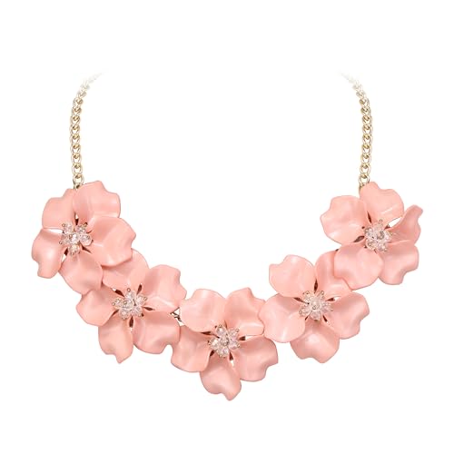 EVER FAITH Blume Choker Halskette für Damen, leichtes Gewicht Acryl florale Statement Rosae Blume Halskette Sommer Urlaub Boho-Schmuck von EVER FAITH