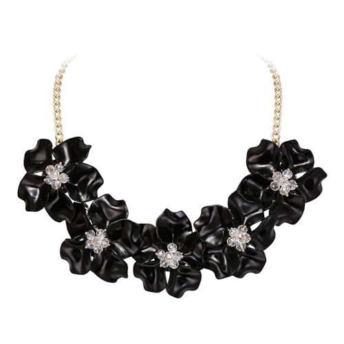 EVER FAITH Blume Choker Halskette für Damen, leichtes Gewicht Acryl florale Statement Schwarze Blume Halskette Sommer Urlaub Boho-Schmuck von EVER FAITH