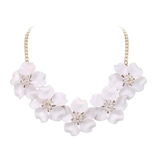 EVER FAITH Blume Choker Halskette für Damen, leichtes Gewicht Acryl florale Statement Weiße Blume Halskette Sommer Urlaub Boho-Schmuck von EVER FAITH