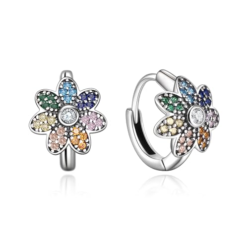 EVER FAITH Blume Huggie Creolen Ohrringe Mehrfarbig Zirkonia Hypoallergen Vintage Floral Kleine Hoop-Ohrringe für Damen Mädchen EVER FAITH Blume Huggie Creolen Ohrringe Mehrfarbig Zirkonia Hypoallergen Vintage Floral Kleine Hoop-Ohrringe für Damen Mädchen von EVER FAITH