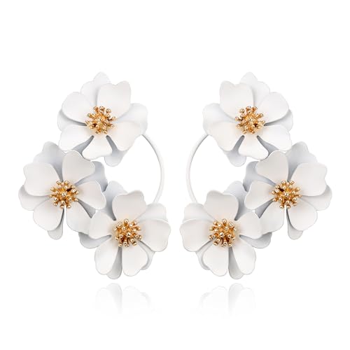 EVER FAITH Boho Blume Ohrringe, große Blume Statement Daisy Ohrringe für den Sommerurlaub Weiß von EVER FAITH