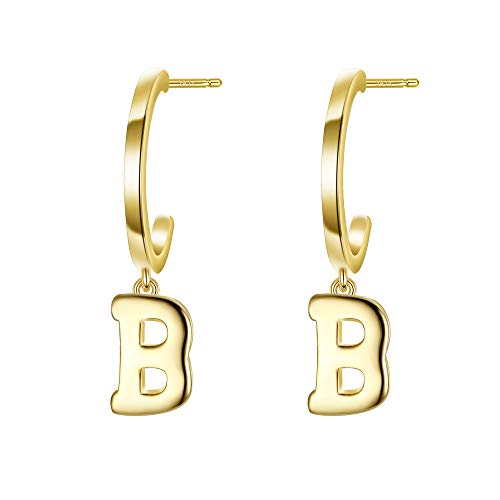EVER FAITH Buchstabe B Creolen Ohrringe für Damen Mädchen 925 Sterling Silber A Ohrhänger Gold-Ton EVER FAITH Buchstabe B Creolen Ohrringe für Damen Mädchen 925 Sterling Silber A Ohrhänger Gold-Ton von EVER FAITH