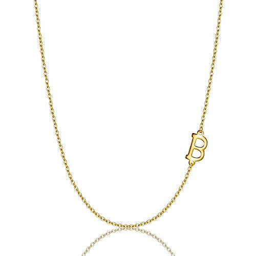EVER FAITH Buchstabe B Halskette 925 Sterling Silber Einfache Seitwärts Choker Kette Geschenk für Damen Mädchen Gold-Ton von EVER FAITH