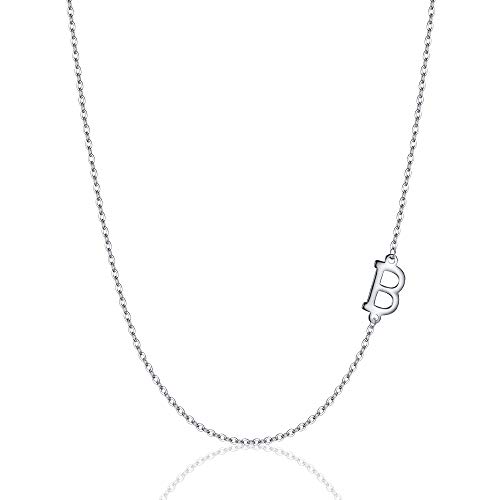 EVER FAITH Buchstabe B Halskette 925 Sterling Silber Einfache Seitwärts Choker Kette Geschenk für Damen Mädchen Silber-Ton von EVER FAITH