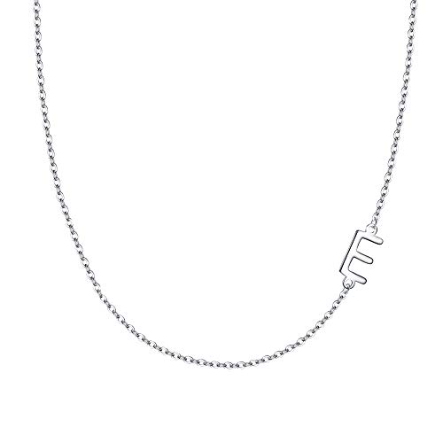 EVER FAITH Buchstabe E Halskette 925 Sterling Silber Einfache Seitwärts Choker Kette Geschenk für Damen Mädchen Silber-Ton von EVER FAITH