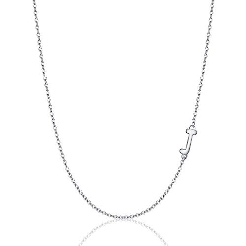 EVER FAITH Buchstabe J Halskette 925 Sterling Silber Einfache Seitwärts Choker Kette Geschenk für Damen Mädchen Silber-Ton von EVER FAITH