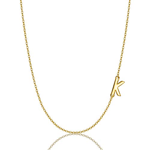 EVER FAITH Buchstabe K Halskette 925 Sterling Silber Einfache Seitwärts Choker Kette Geschenk für Damen Mädchen Gold-Ton von EVER FAITH