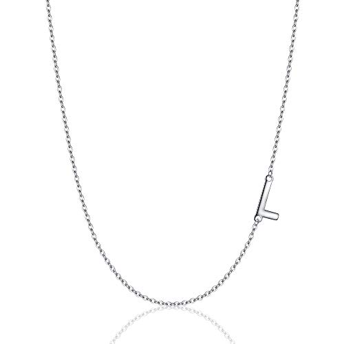 EVER FAITH Buchstabe L Halskette 925 Sterling Silber Einfache Seitwärts Choker Kette Geschenk für Damen Mädchen Silber-Ton von EVER FAITH