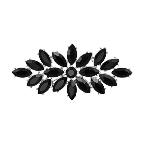 EVER FAITH Corsage Brosche Marquise österreichischen Kristall Hochzeit boomende Blume Pin für Kleidung -1,6 Zoll Schwarz Silber-Ton von EVER FAITH