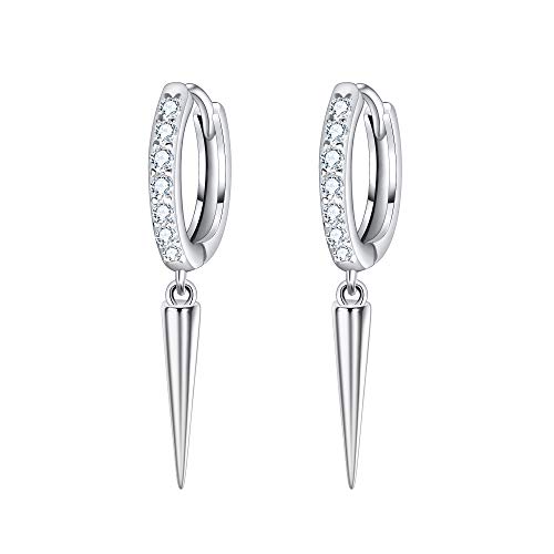 EVER FAITH Creolen Ohrringe Spikes Drop 925 Sterling Silber Cubic Zirkonia Minimalistisch Kleine Huggie EVER FAITH Creolen Ohrringe Spikes Drop 925 Sterling Silber Cubic Zirkonia Minimalistisch Kleine Huggie von EVER FAITH