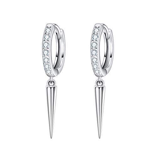 EVER FAITH Creolen Ohrringe Spikes Drop 925 Sterling Silber Cubic Zirkonia Minimalistisch Kleine Huggie Ohrringe von EVER FAITH